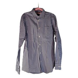 Banana Republic Non-Iron Tailored Slim Fit Gingham Dress Shirt - Blue/White - M